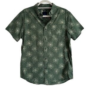 prAna Hillsdale Slim Fit Button Down Shirt Green Geo Print Unisex Size Small